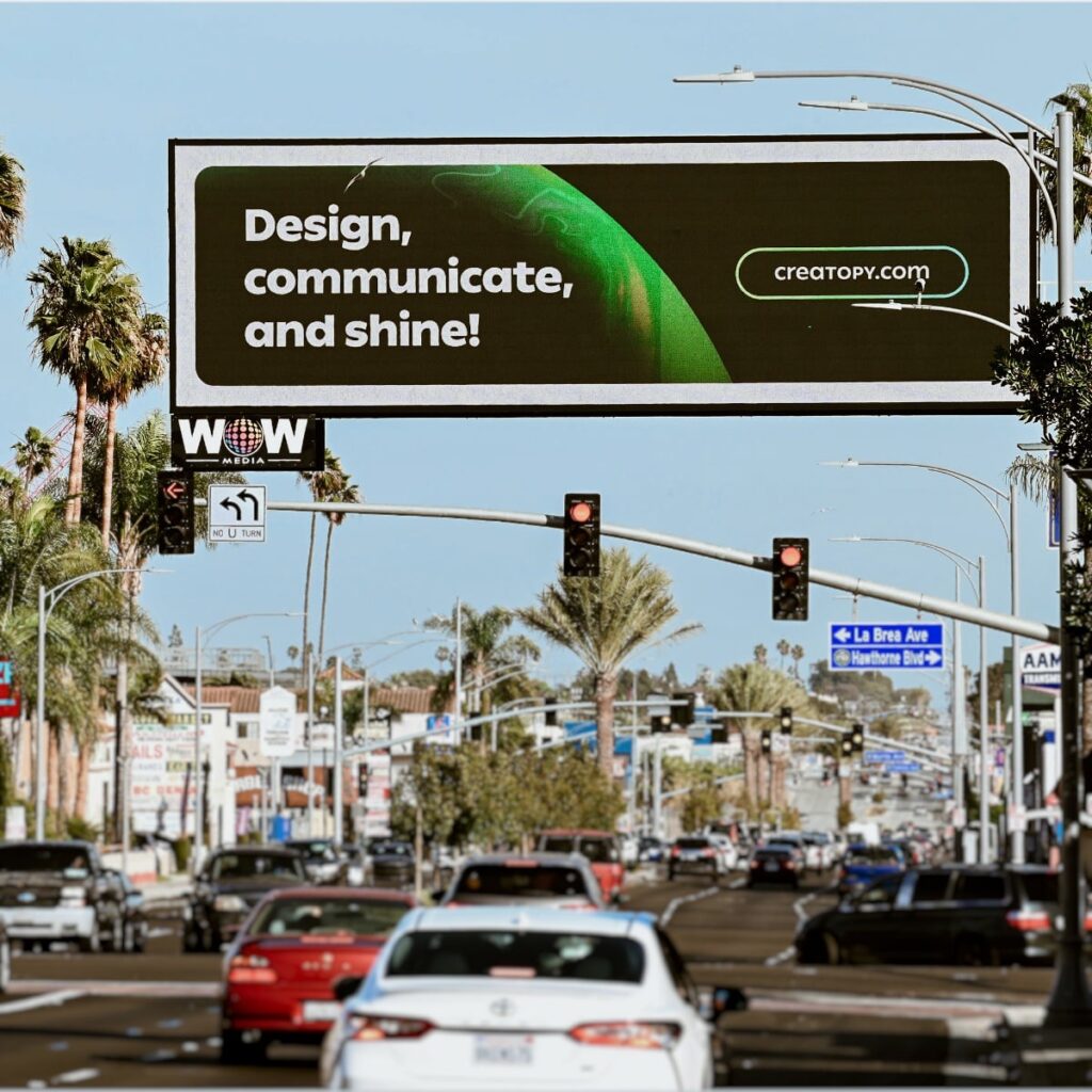 Billboard above boulevard in Los Angeles