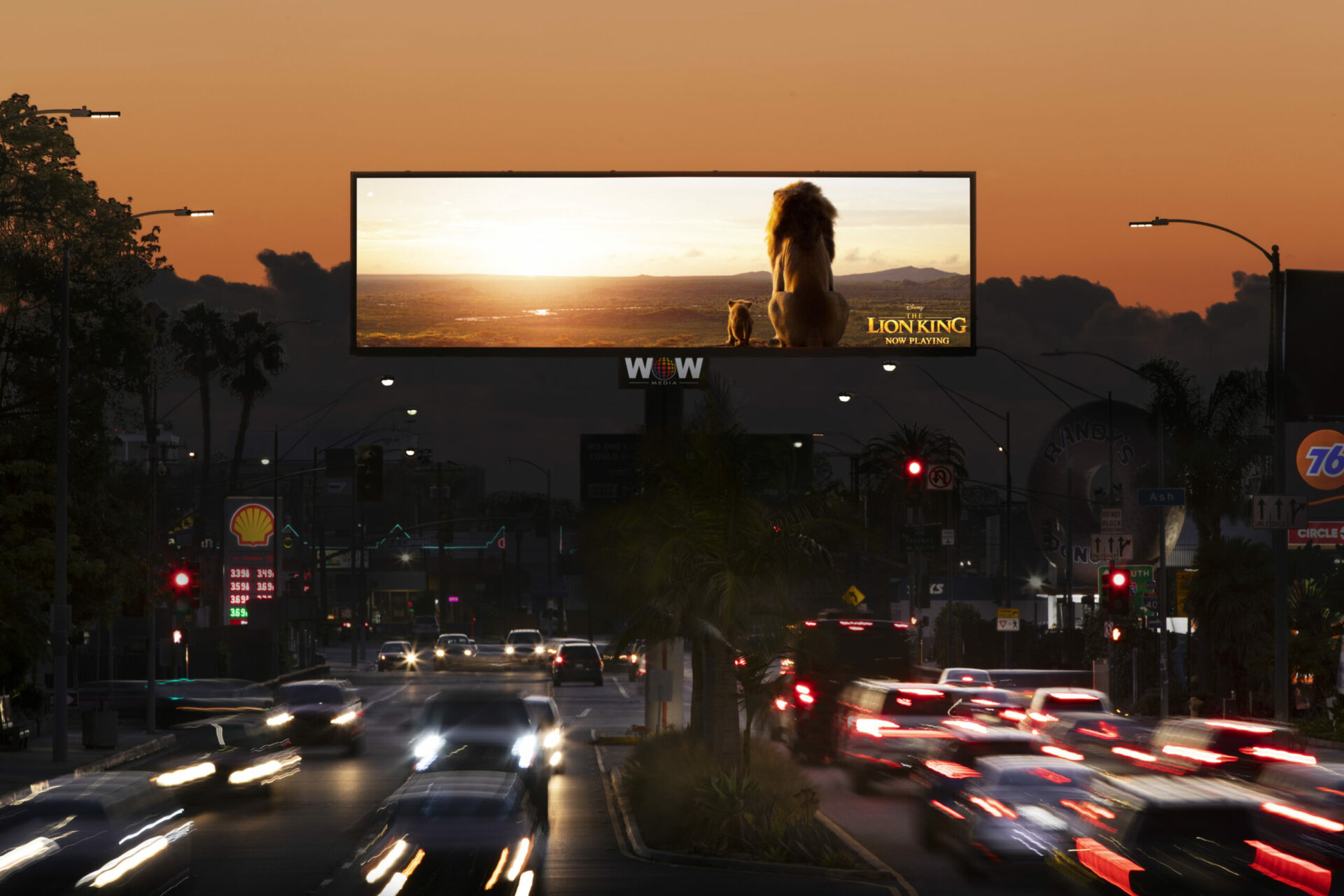 Los Angeles billboard at sunset